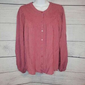 Women's Polkadot Button Front Blouse Medium